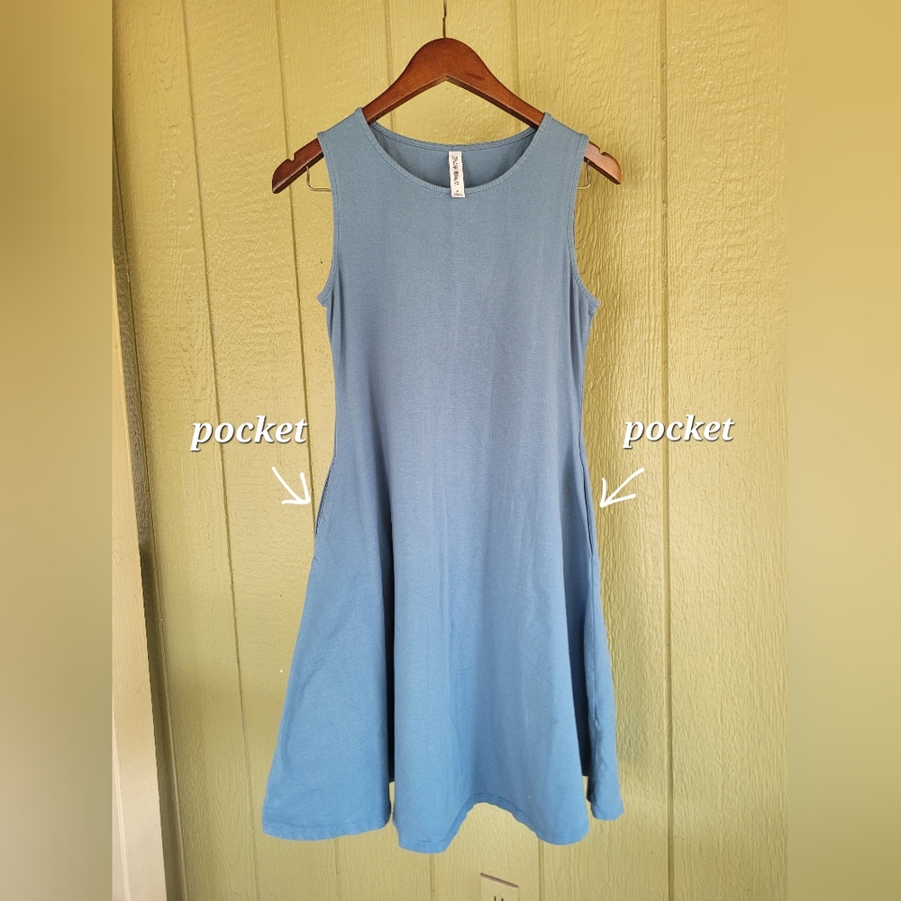 Zenana Blue Tunic Dress with Pockets
